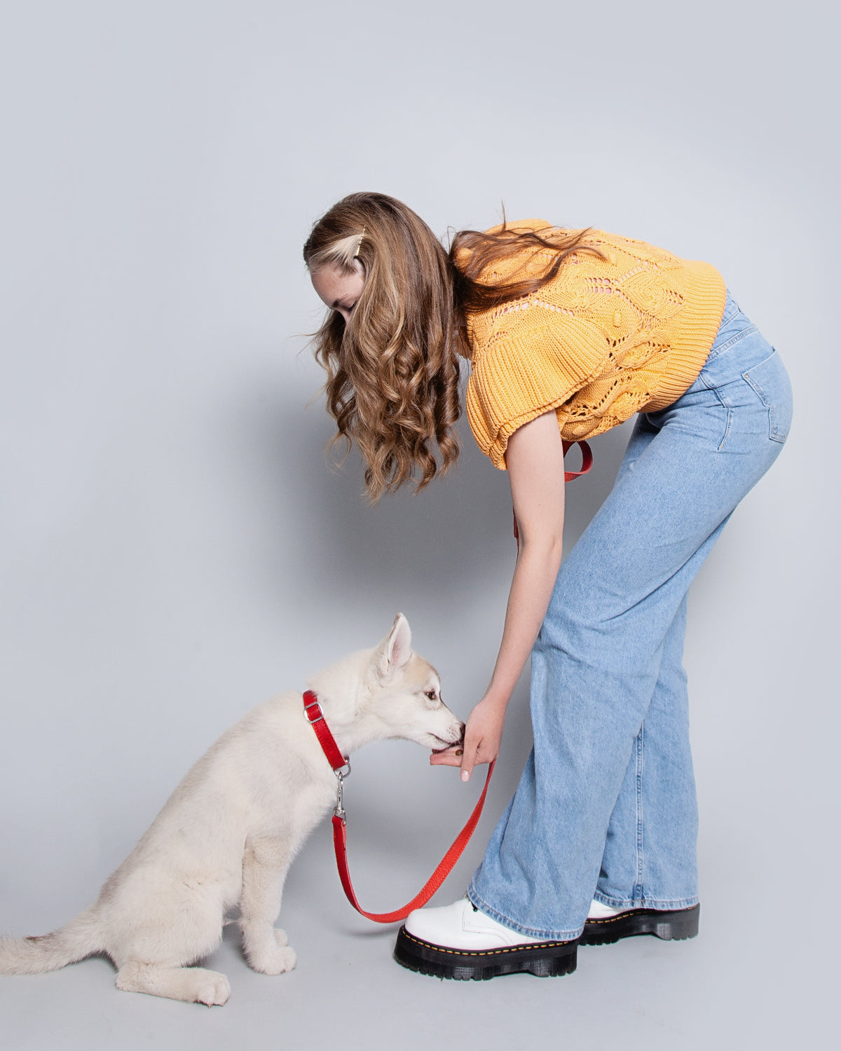 Leather Dog Collar - Red and Coral - RYAN London