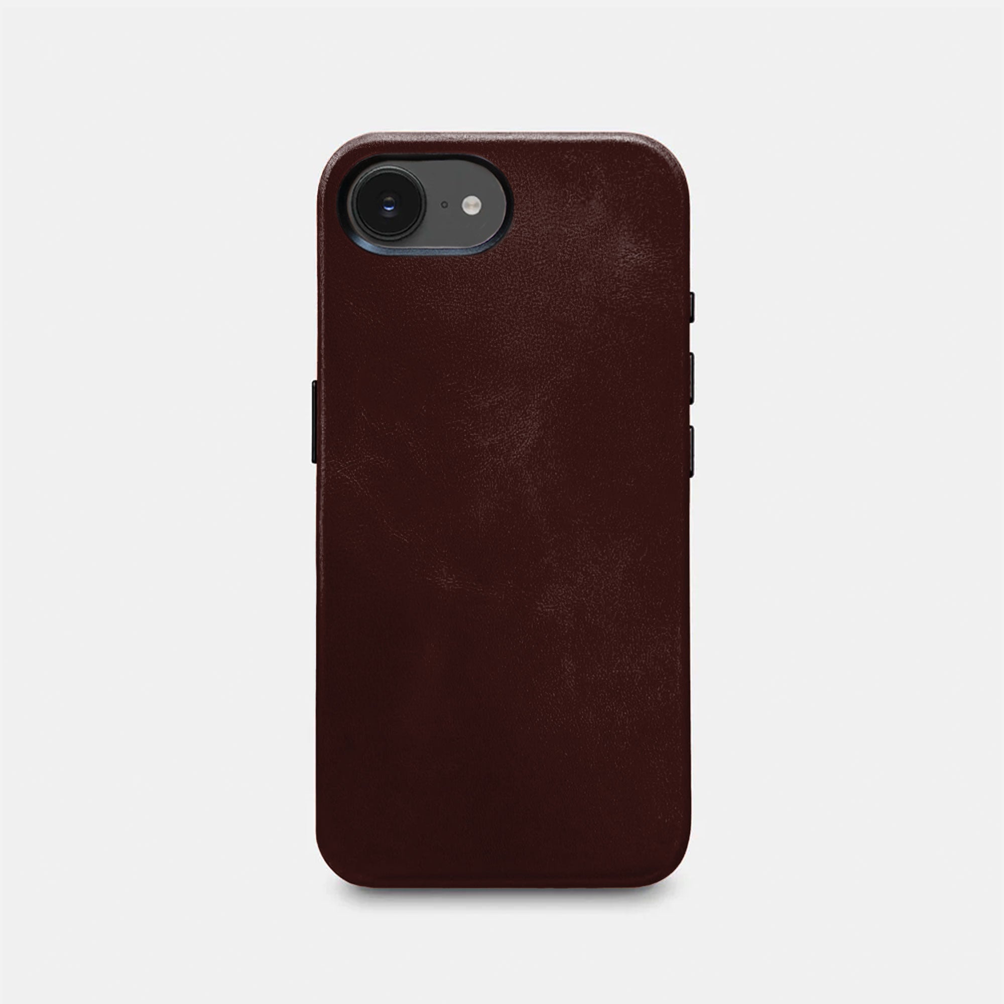 iPhone 16e Leather Shell Case Metal, MagSafe - Dark Brown