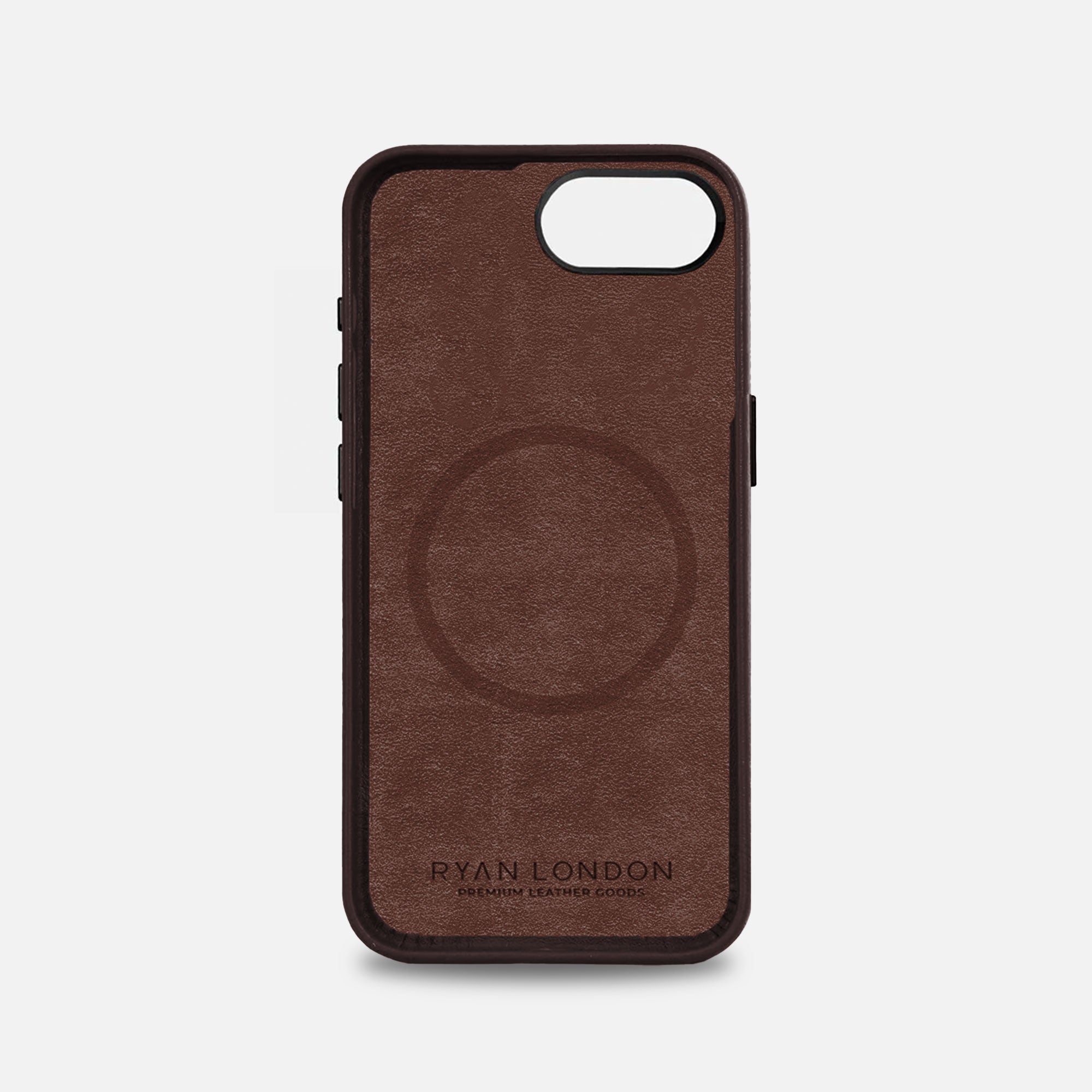 iPhone 16e Leather Shell Case Metal, MagSafe - Dark Brown