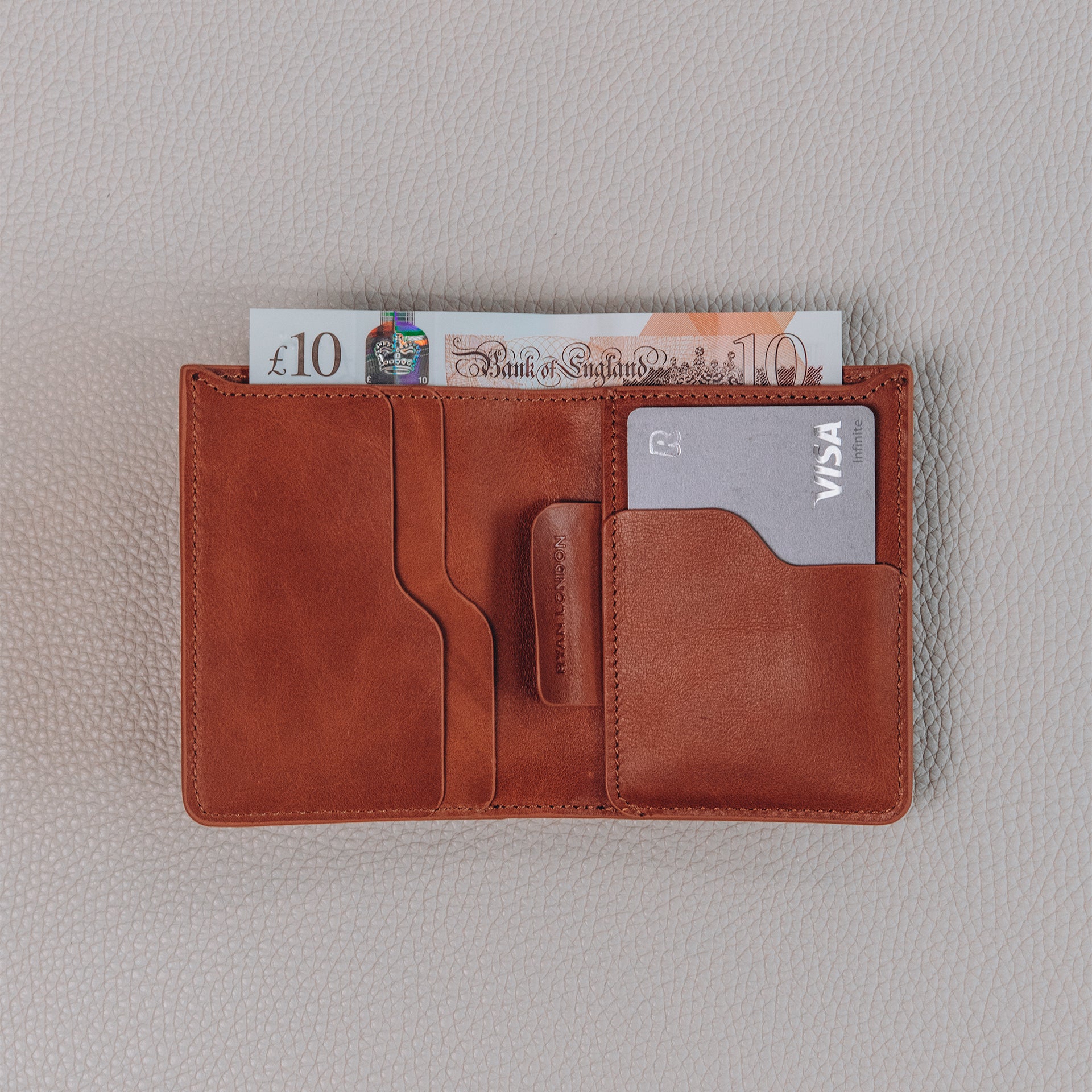Super Slim Bi-Fold Wallet - Saddle Brown - RYAN London