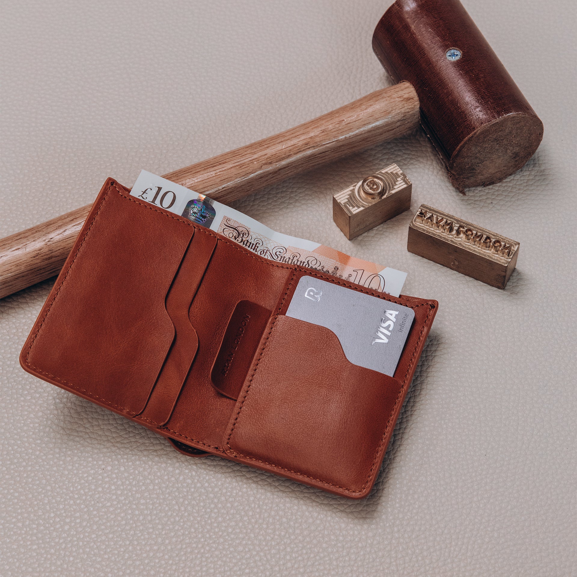 Super Slim Bi-Fold Wallet - Saddle Brown - RYAN London