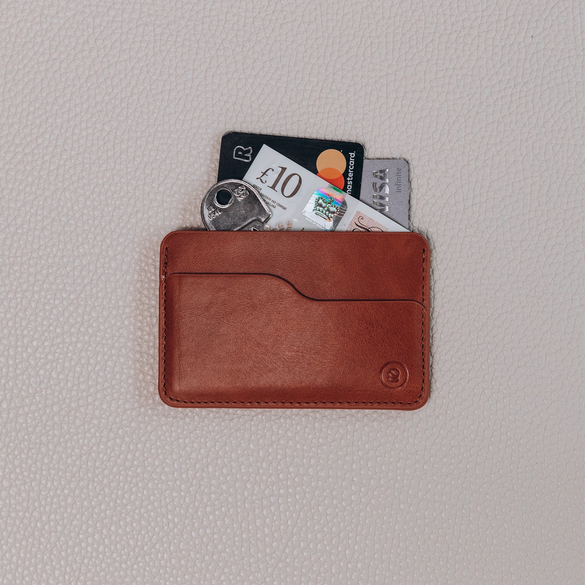 Leather Slim Cardholder - 3 Slots - Saddle Brown - RYAN London