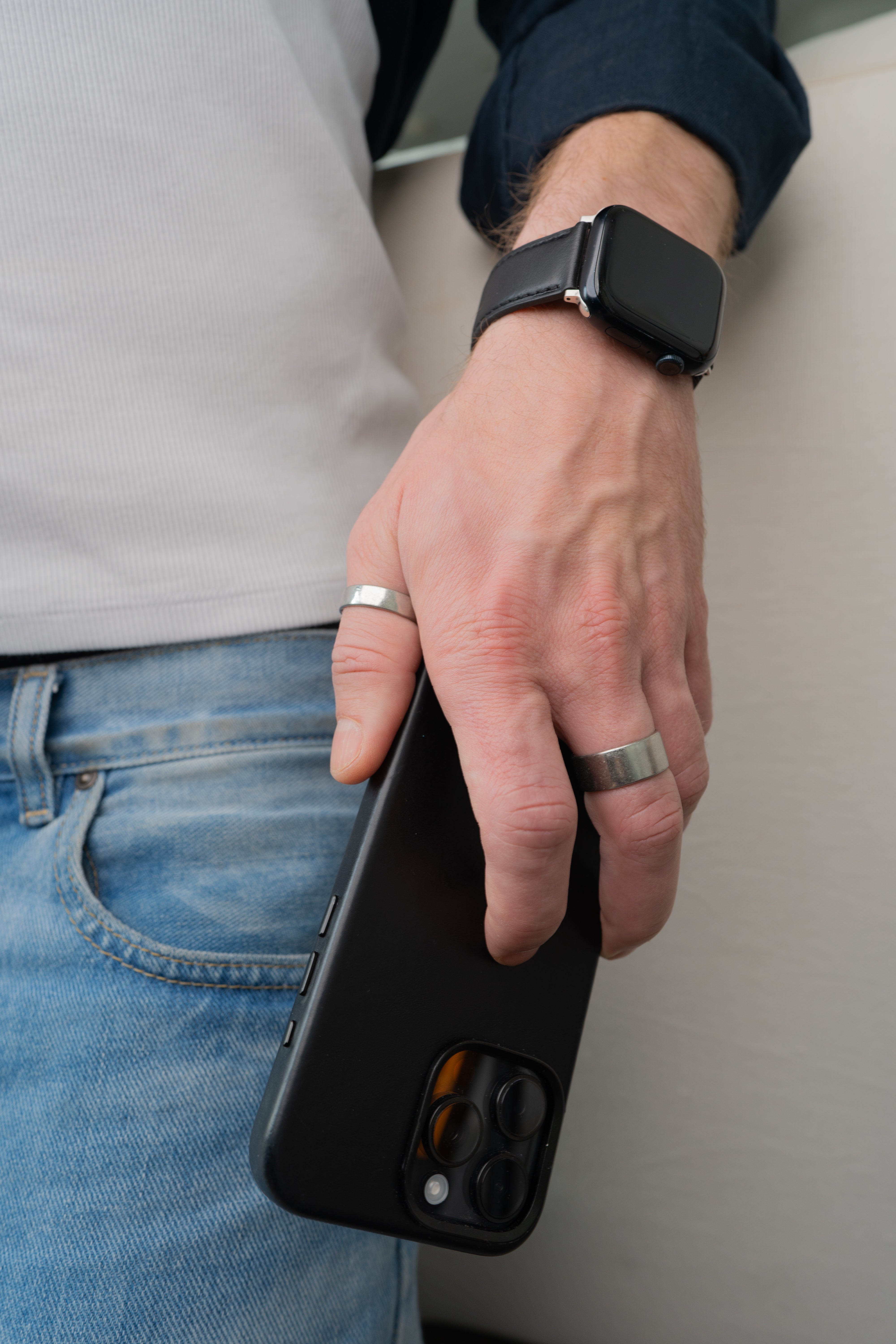 Luxury Leather Apple Watch Band Straps – Black