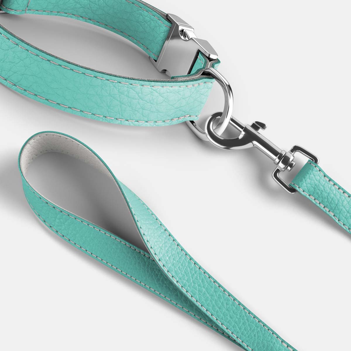 Leather Dog Collar - Light Blue and Off-white - RYAN London
