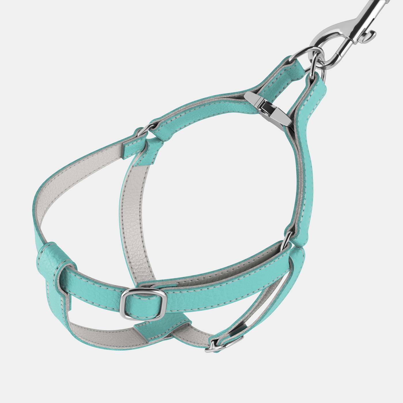 Leather Dog Harness - Light Blue and Off-white - RYAN London