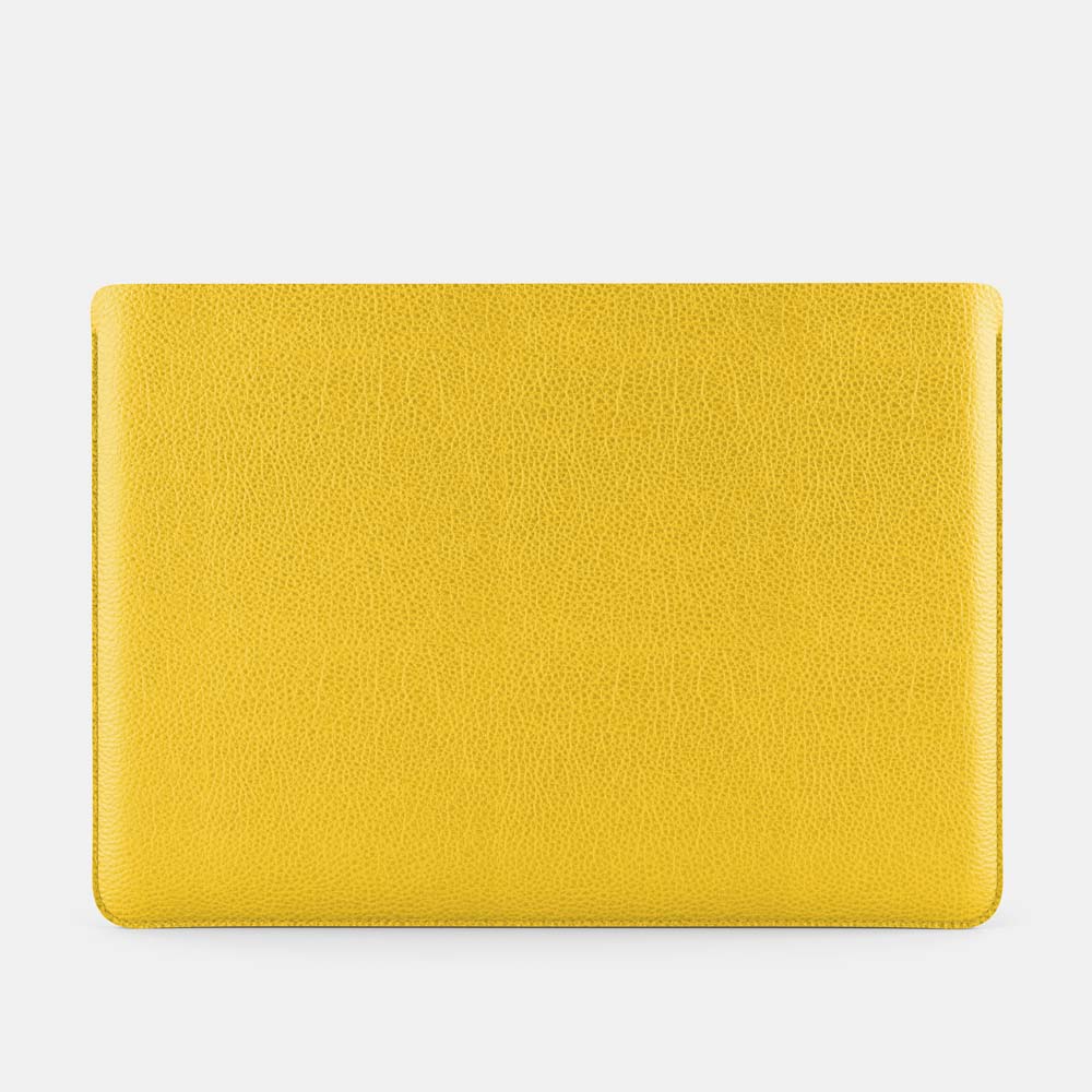 Luxury Leather Macbook Pro 14" Sleeve - Yellow and Grey