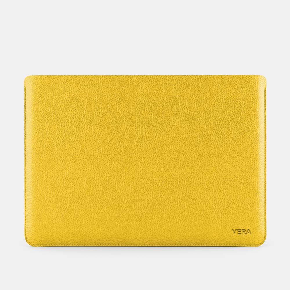 Luxury Leather Macbook Air 15&quot; Sleeve - Yellow and Grey