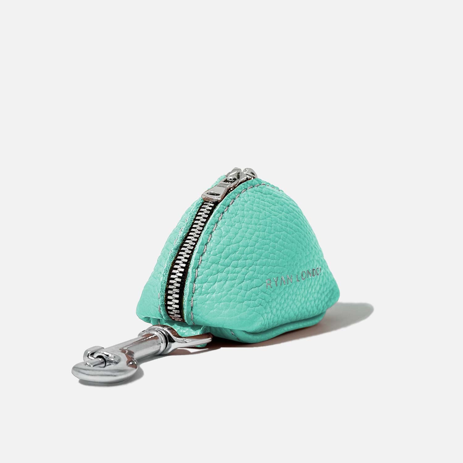 Leather Dog Poop Bag Holder - Light Blue