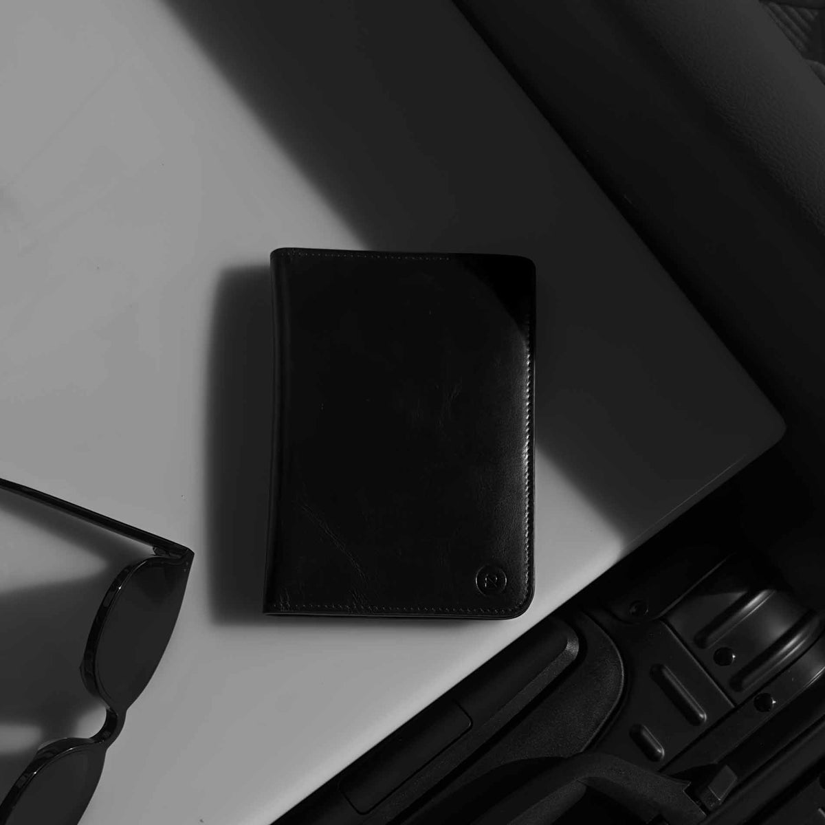 Premium Leather Passport Holder - Travel Essentials - Black