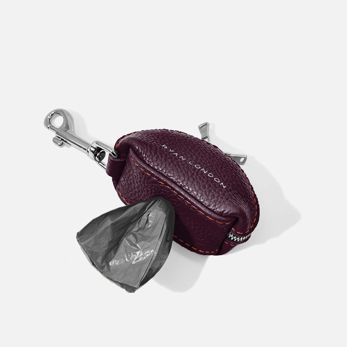 Leather Dog Poop Bag Holder - Dark Purple