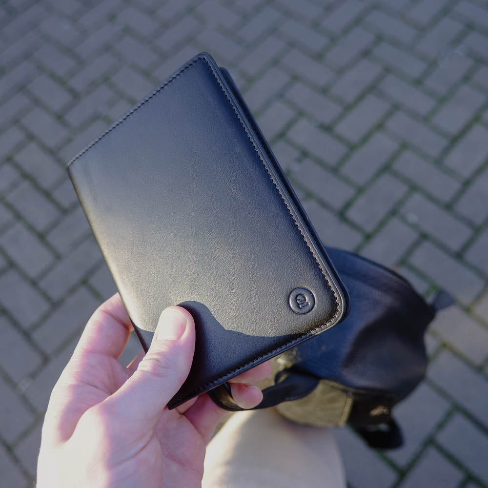 Premium Leather Passport Holder - Travel Essentials - Black