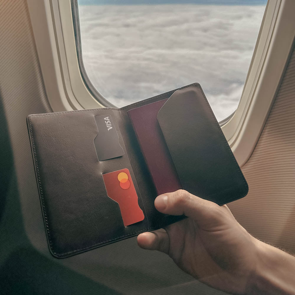 Premium Leather Passport Holder - Travel Essentials - Black