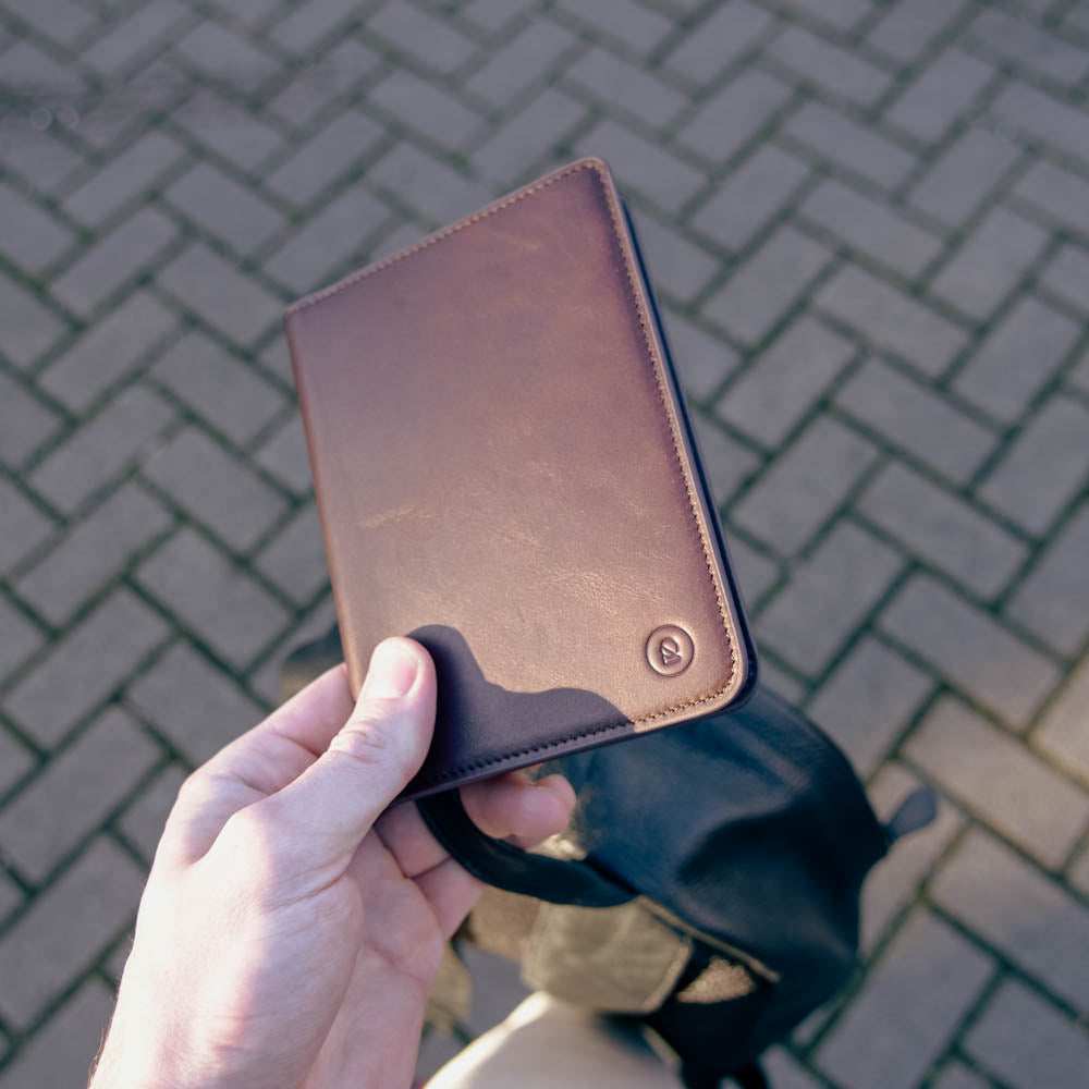 Premium Leather Passport Holder - Travel Essentials - Dark Brown