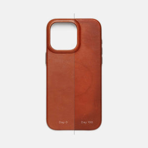 iPhone 15 Pro Leather Shell Case, MagSafe - Saddle Brown