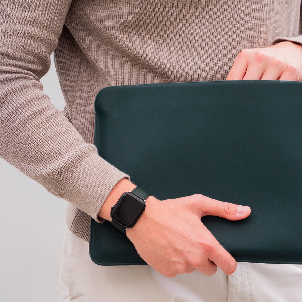 Luxury Nappa Leather iPad Air 13" sleeve with zip - Black