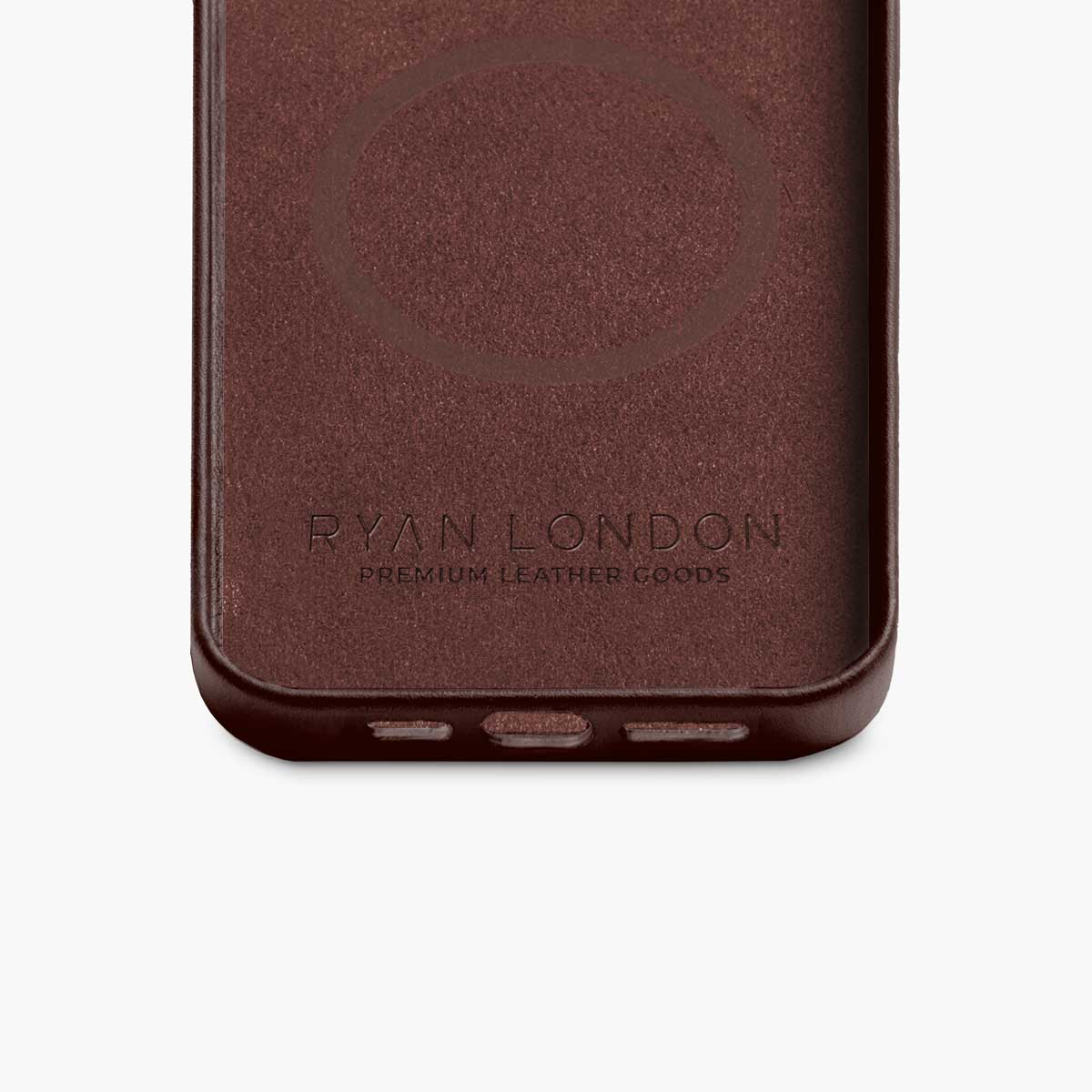 iPhone 15 Leather Shell Case Metal, MagSafe - Dark Brown