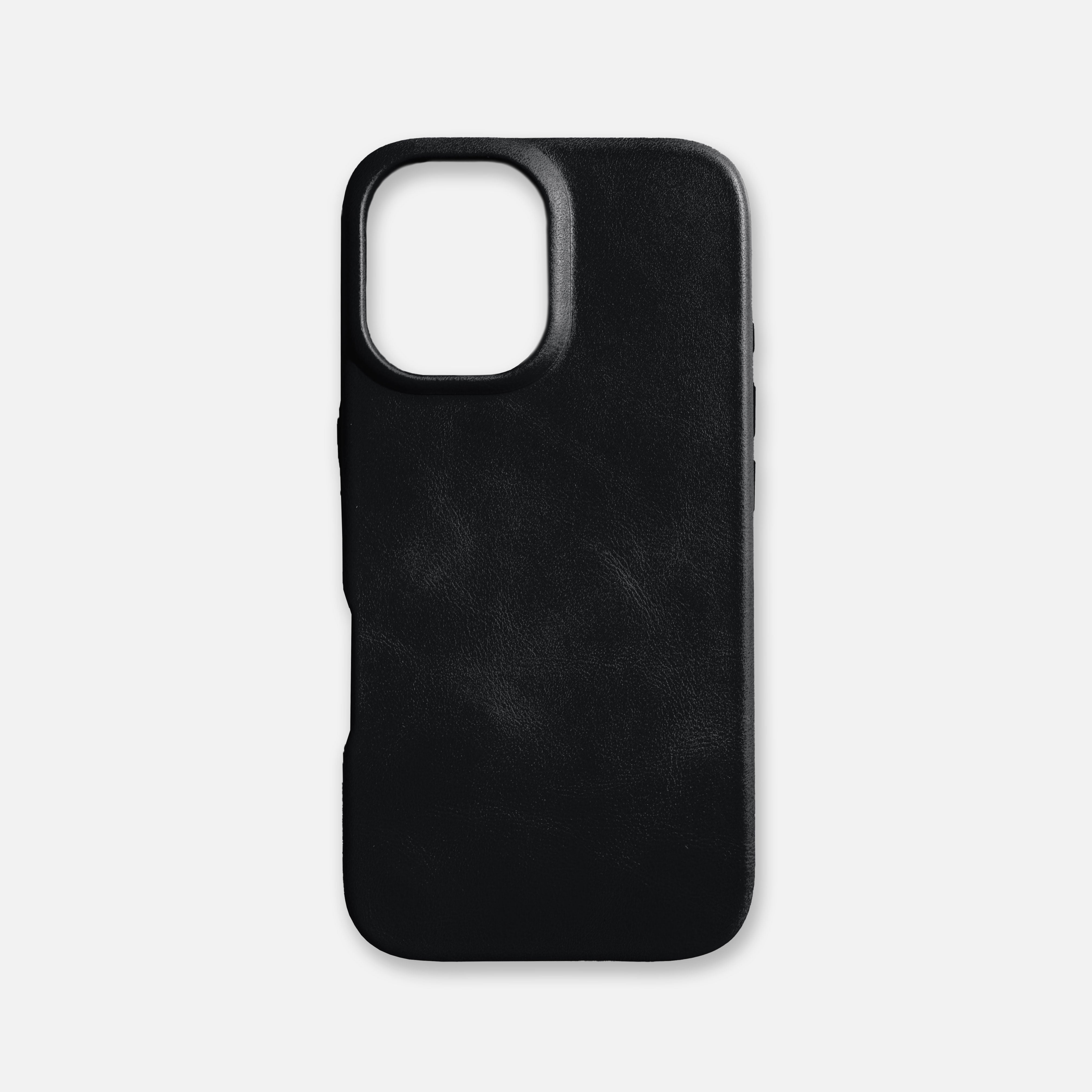 iPhone 16 Leather Shell Case, MagSafe - Black
