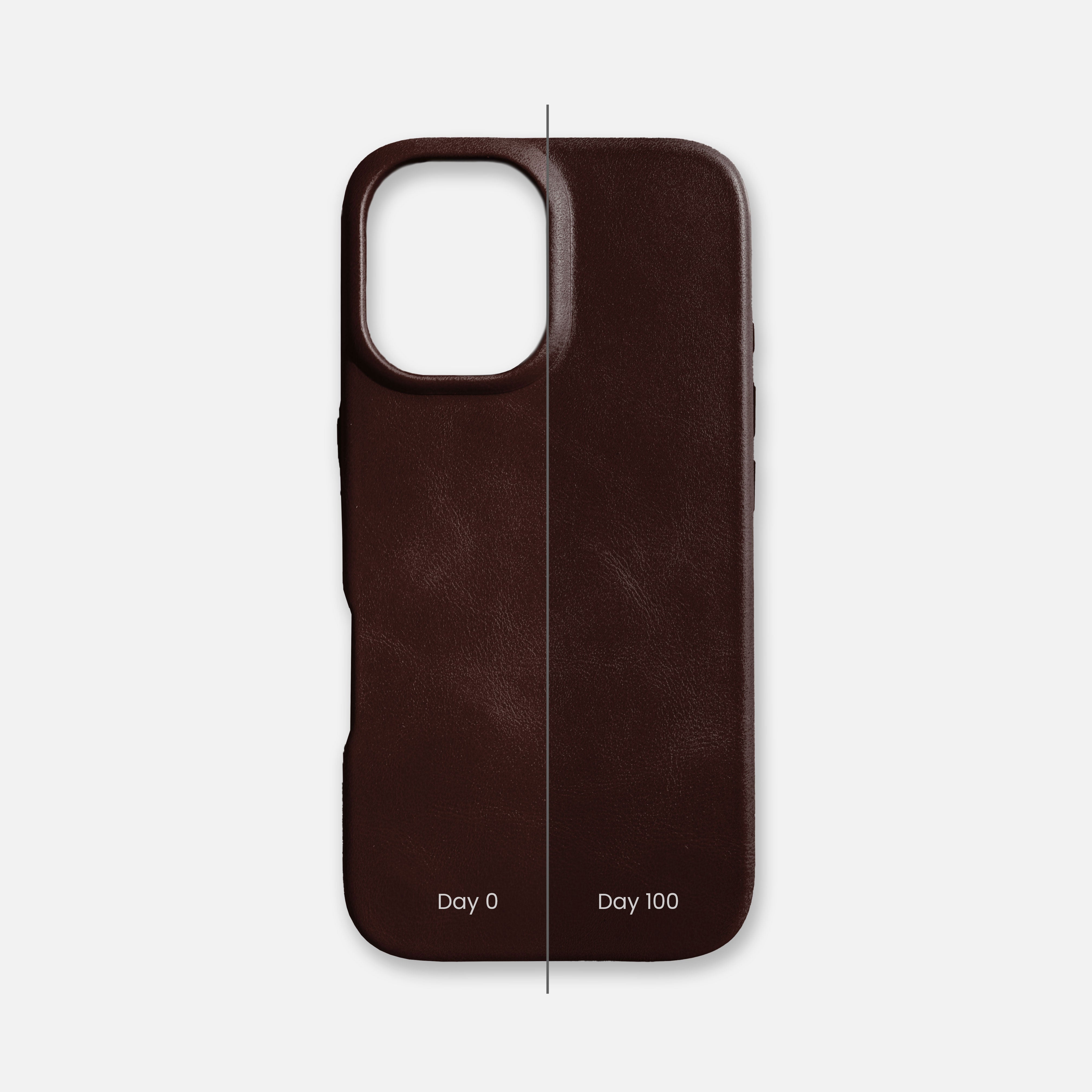 iPhone 16 Leather Shell Case, MagSafe - Dark Brown