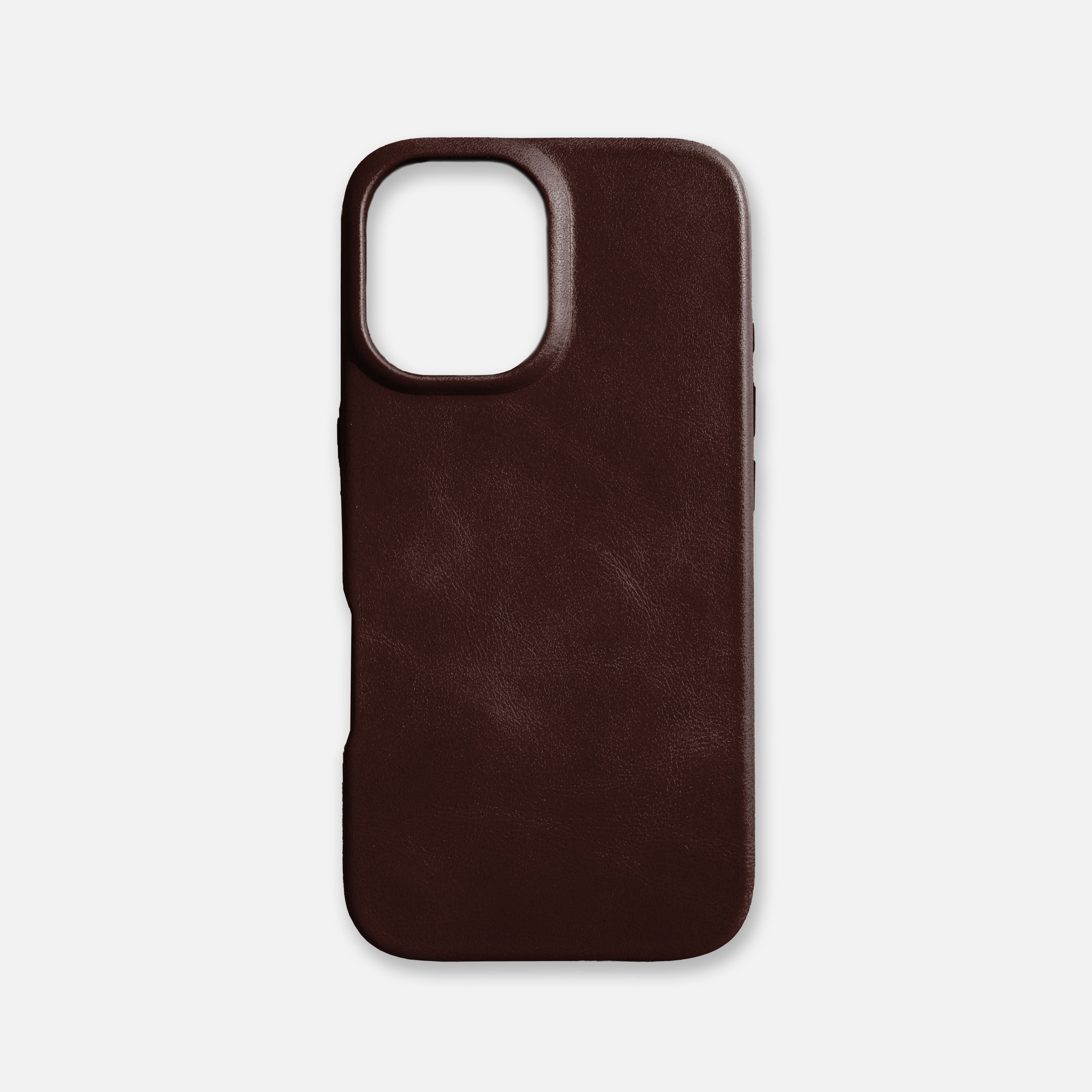 iPhone 16 Leather Shell Case, MagSafe - Dark Brown