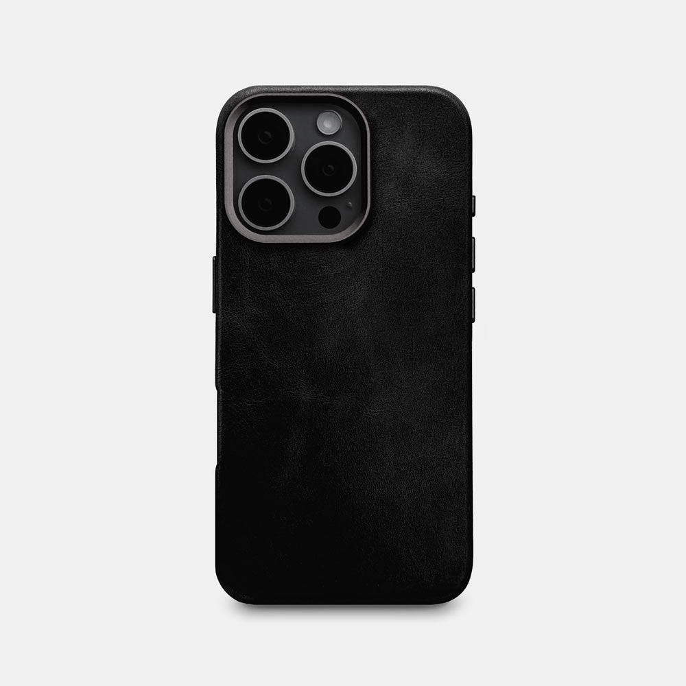 Leather iPhone 16 Pro Max Shell Case Metal, MagSafe Black RYAN