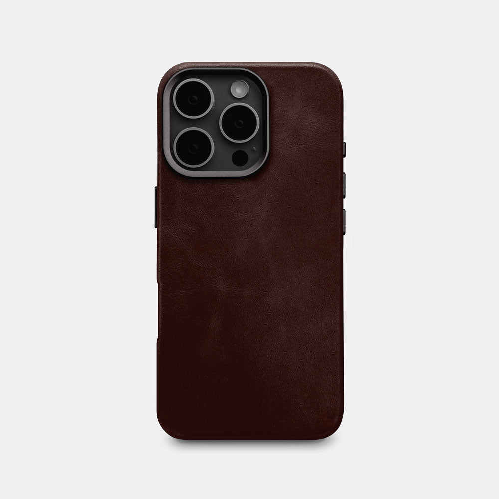 iPhone 16 Pro Max Leather Shell Case Metal, MagSafe - Dark Brown iPhone 16 Pro Max Leather Shell Case Metal, MagSafe - Dark Brown