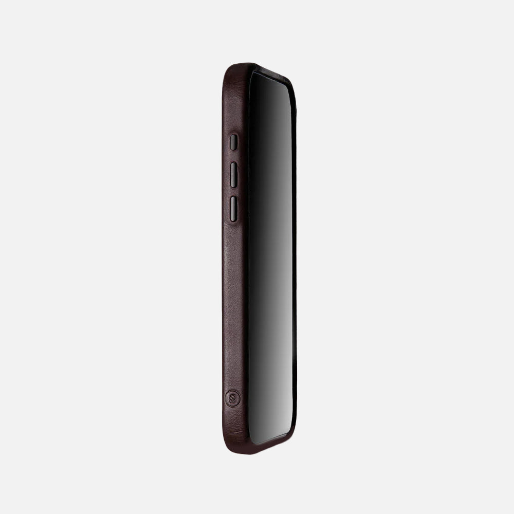 iPhone 16 Pro Max Leather Shell Case Metal, MagSafe - Dark Brown