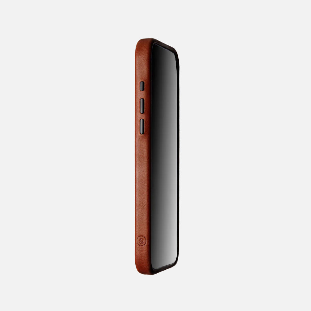 iPhone 16 Pro Max Leather Shell Case Metal, MagSafe - Saddle Brown
