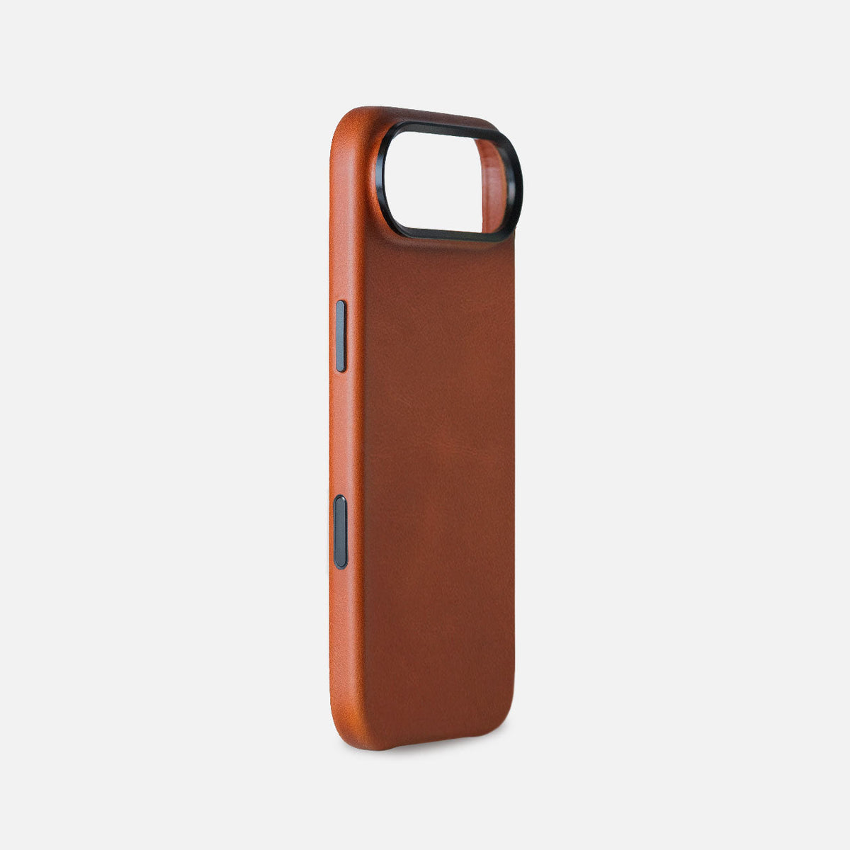 Leather iPhone 17 Air Shell Case Metal, MagSafe - Saddle Brown - RYAN London