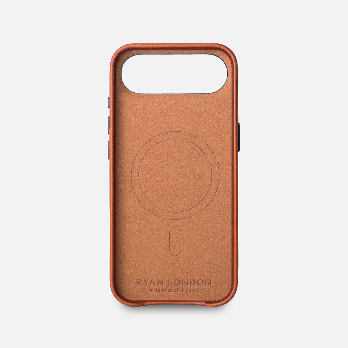 Leather iPhone 17 Air Shell Case Metal, MagSafe - Saddle Brown - RYAN London