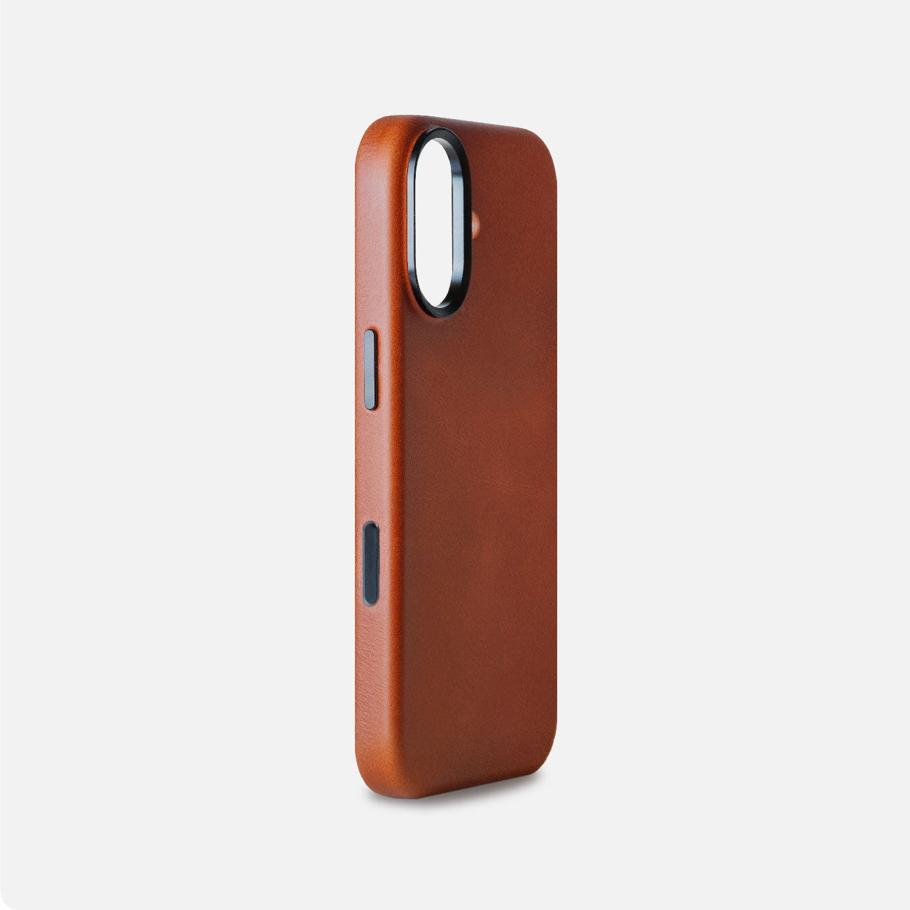 Leather iPhone 17 Shell Case Metal, MagSafe - Saddle Brown - RYAN London