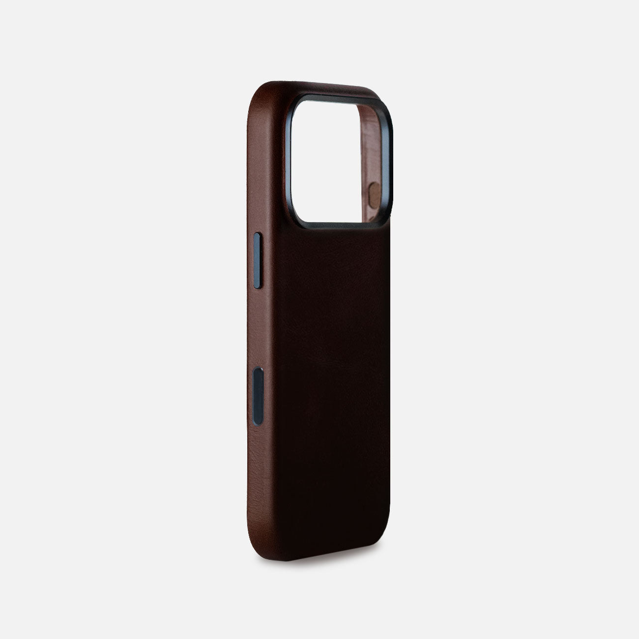 Leather iPhone 18 Pro Shell Case Metal, MagSafe - Dark Brown