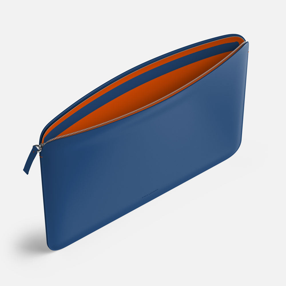 Luxury Nappa Leather MacBook Air 15" sleeve with zip - Turquoise Blue