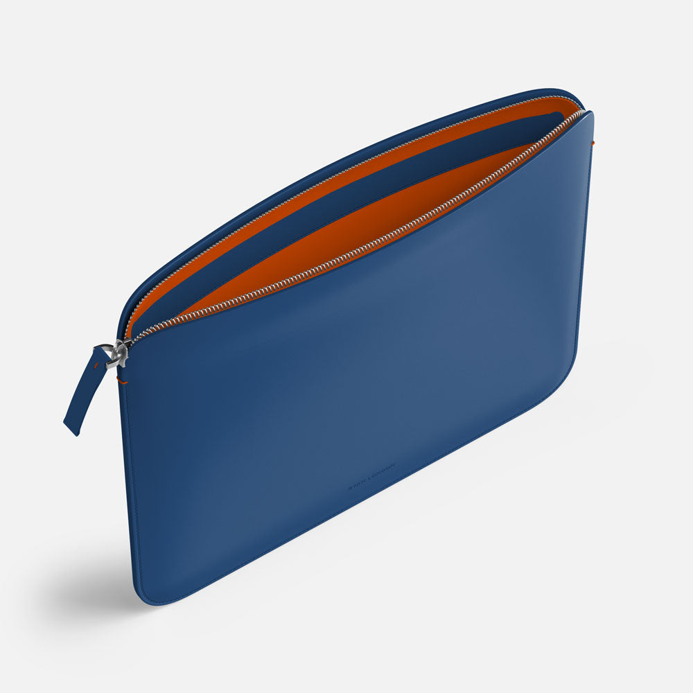 Luxury Nappa Leather iPad Pro 11" sleeve with zip - Turquoise Blue