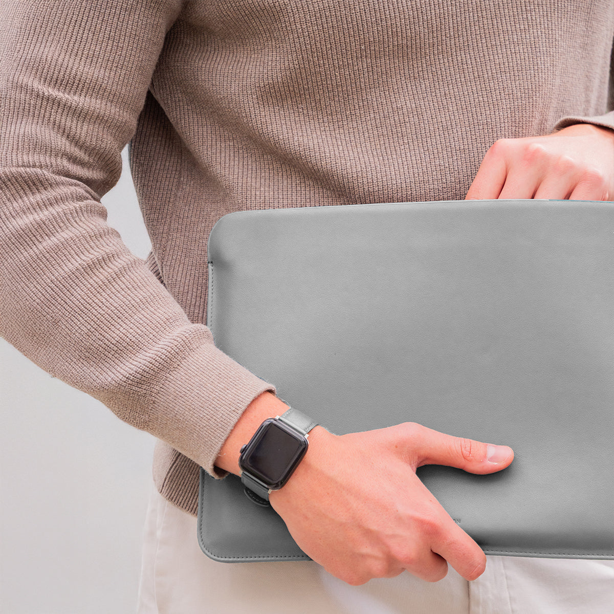 Luxury Nappa Leather iPad Air 11" sleeve with zip - Grey