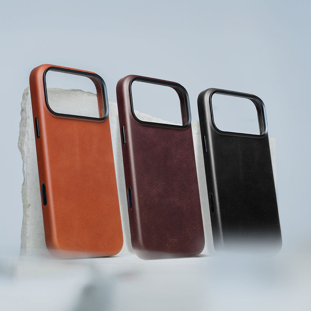 Leather iPhone 17 Pro Max Shell Case Metal, MagSafe - Dark Brown