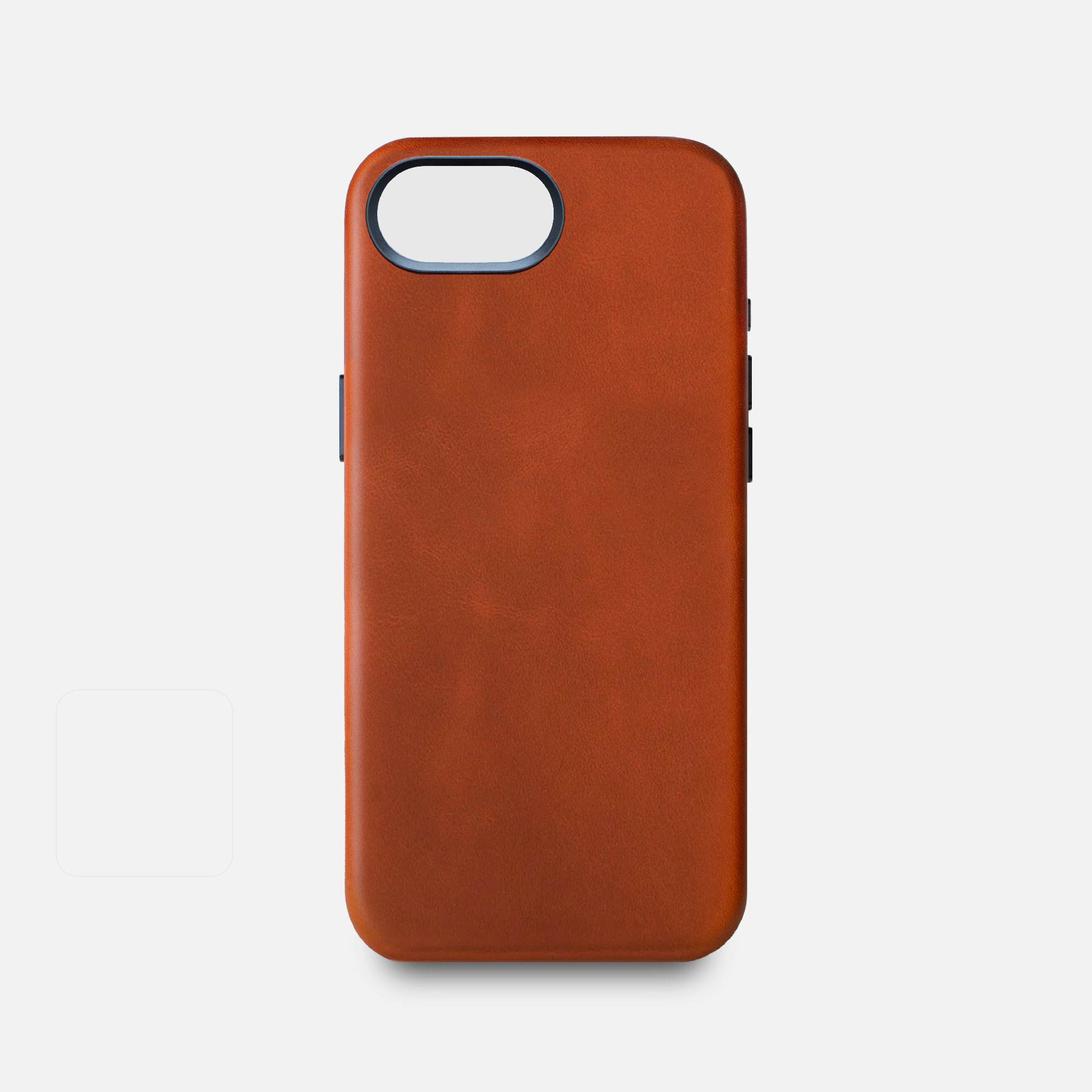 iPhone 17e Leather Shell Case Metal, MagSafe - Saddle Brown
