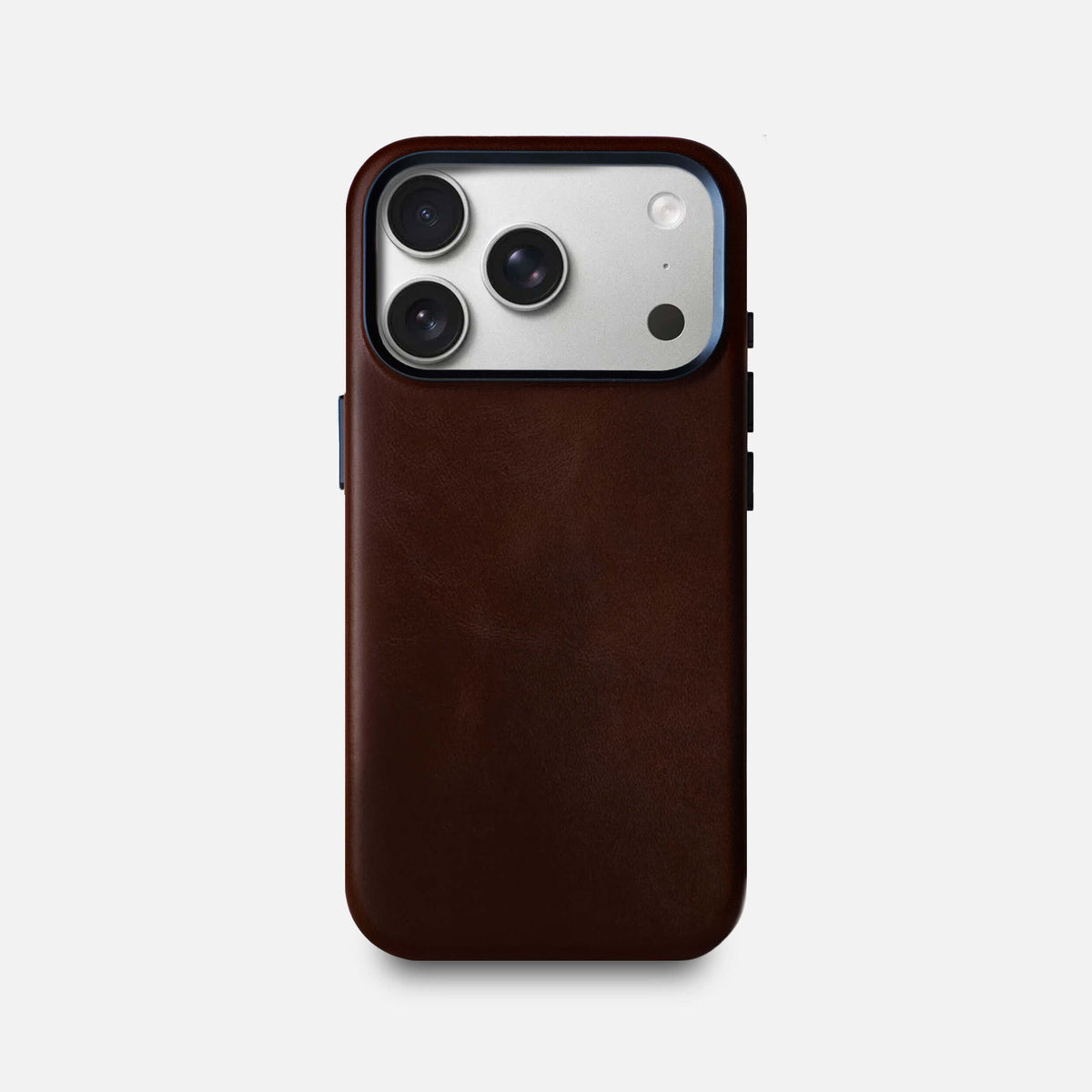 Leather iPhone 17 Pro Shell Case Metal, MagSafe - Dark Brown - RYAN London