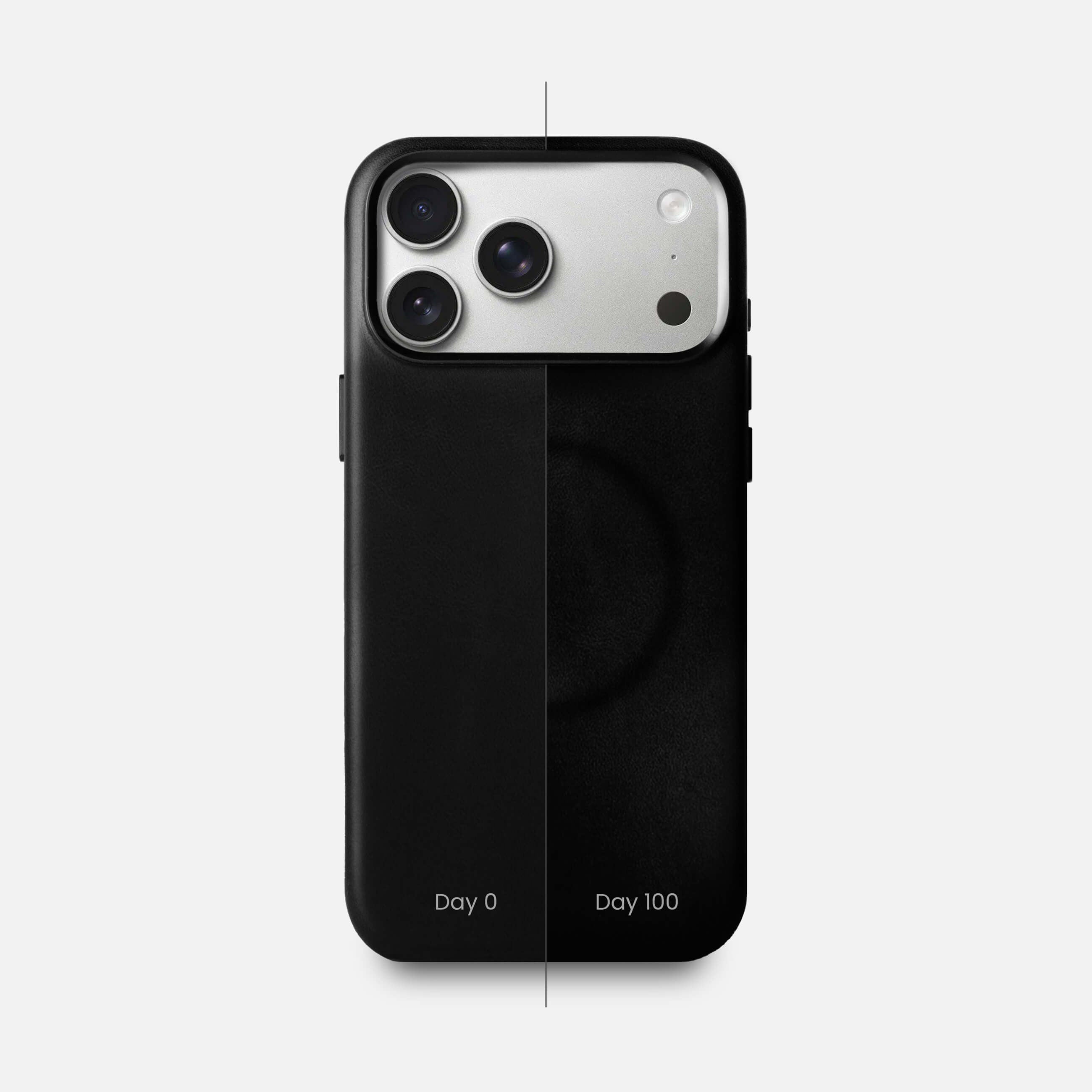 Leather iPhone 18 Pro Max Shell Case Metal, MagSafe - Black