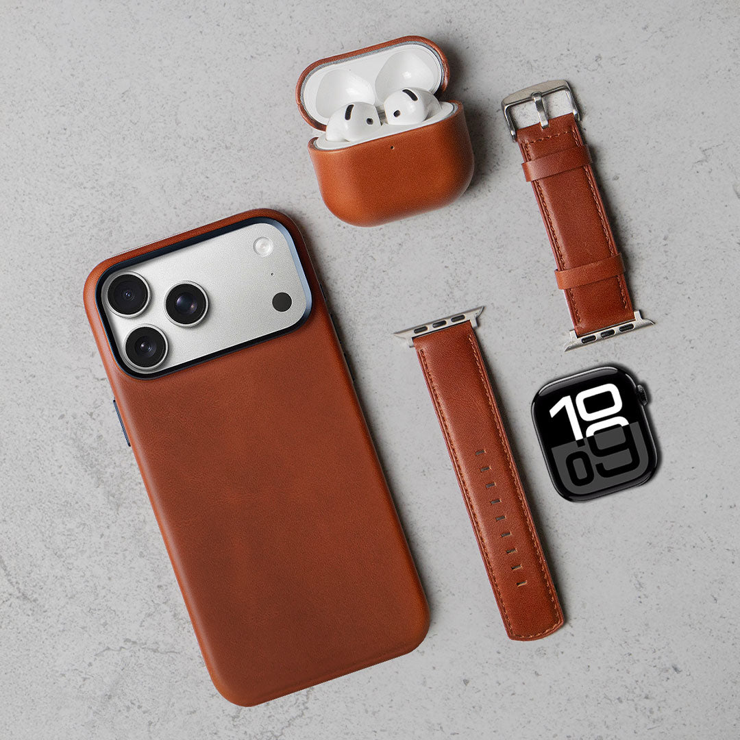 Leather iPhone 17 Pro Shell Case Metal, MagSafe - Saddle Brown