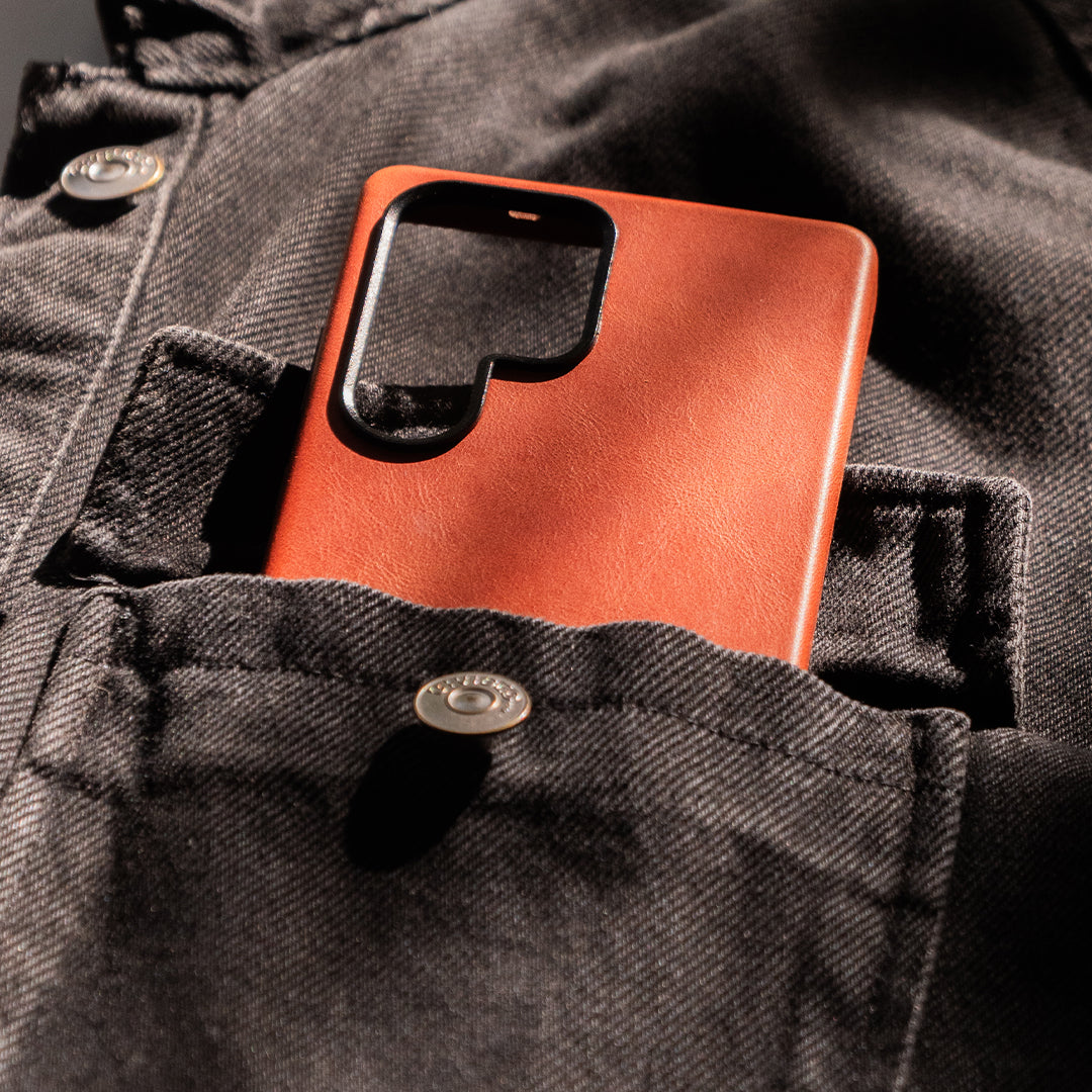 Samsung S25 Ultra Leather Shell Case - Saddle Brown