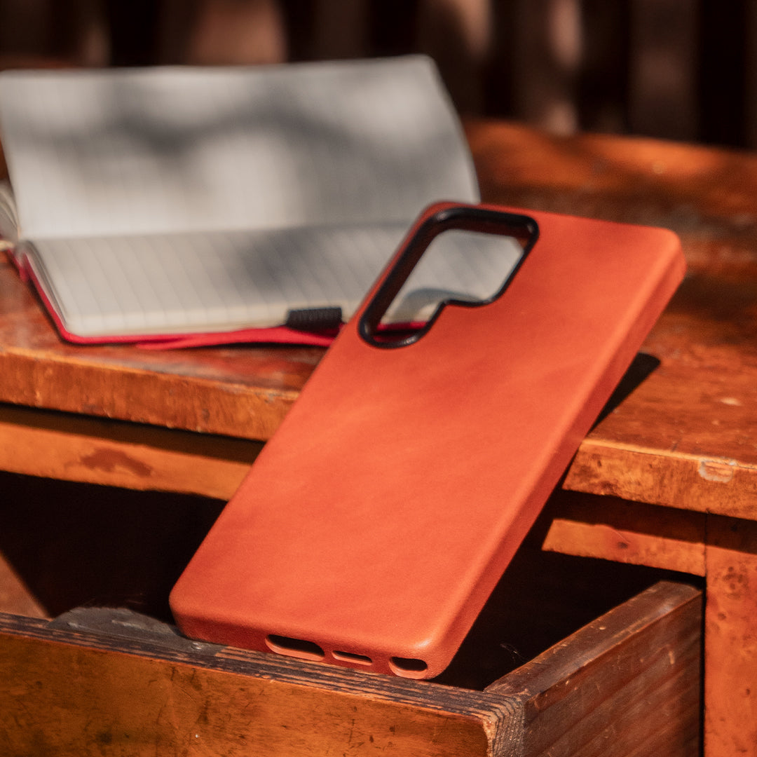 Samsung S25 Ultra Leather Shell Case - Saddle Brown