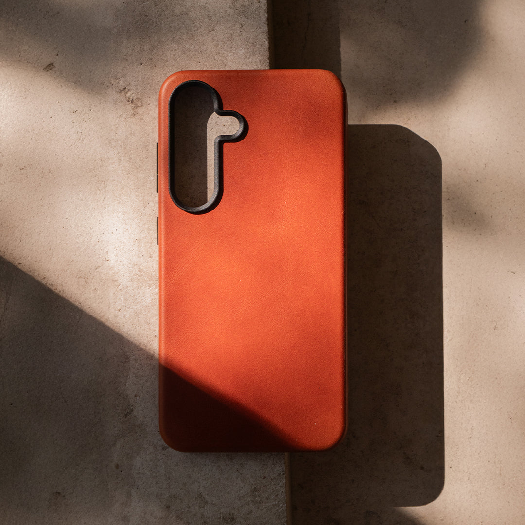 Samsung S25+ Leather Shell Case - Saddle Brown