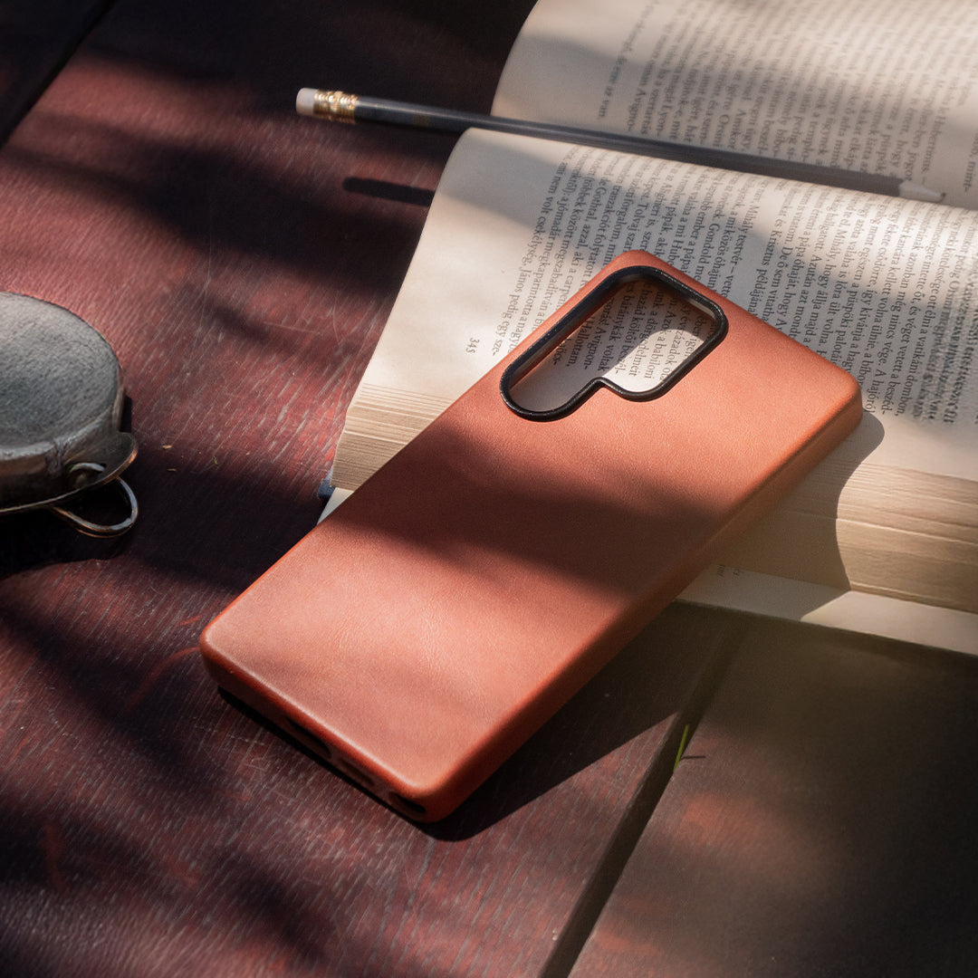 Samsung S25 Ultra Leather Shell Case - Saddle Brown