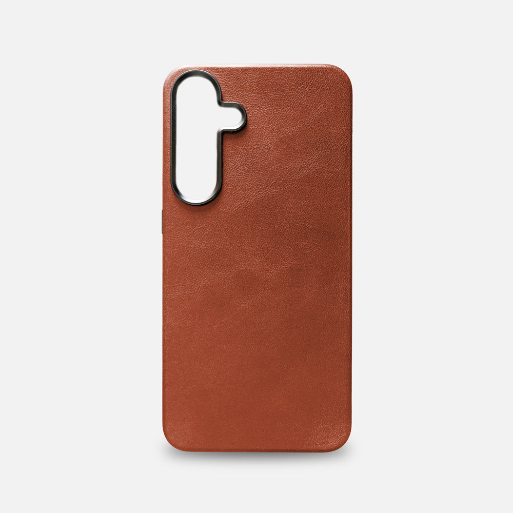Samsung S25+ Leather Shell Case - Saddle Brown