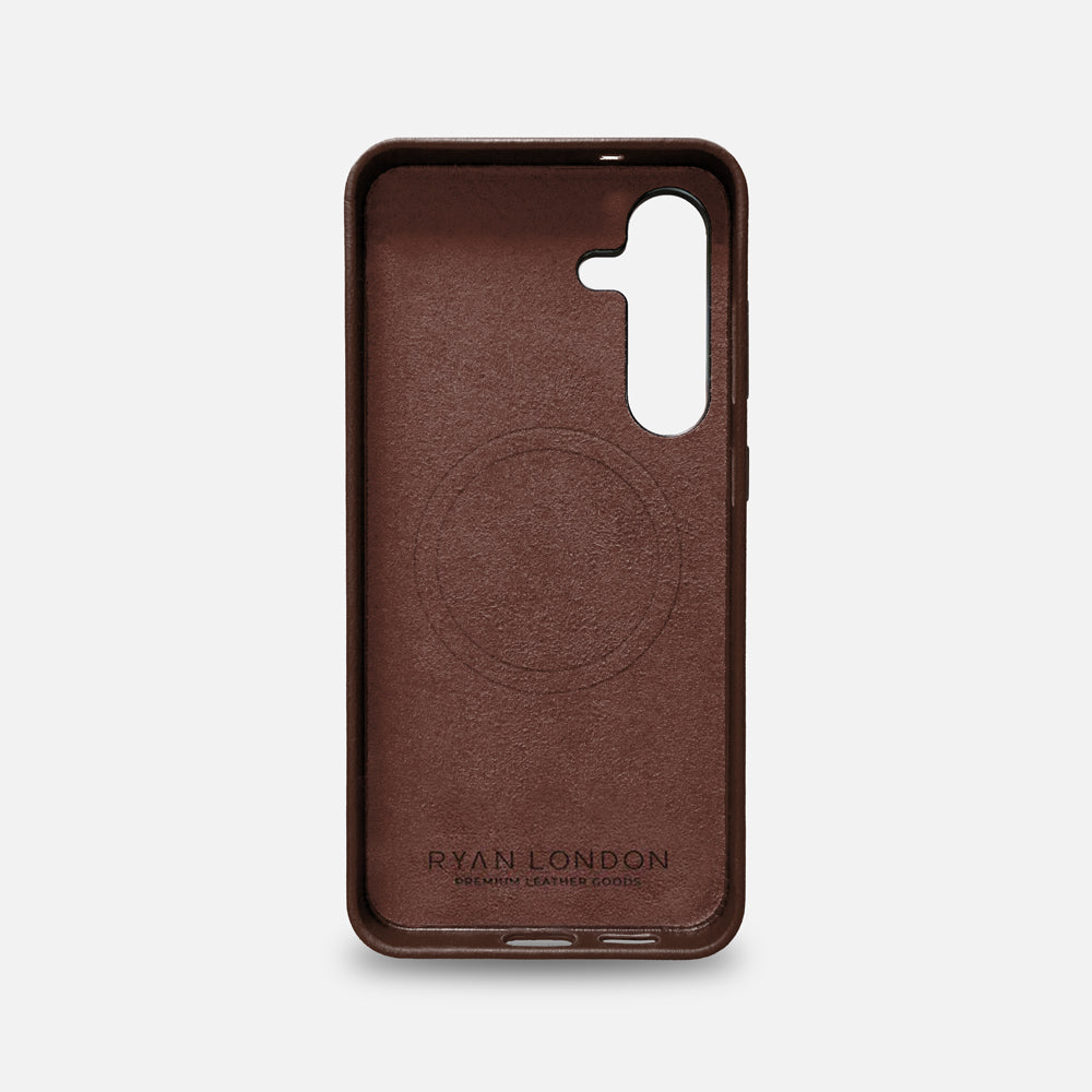 Samsung S25+ Leather Shell Case - Dark Brown