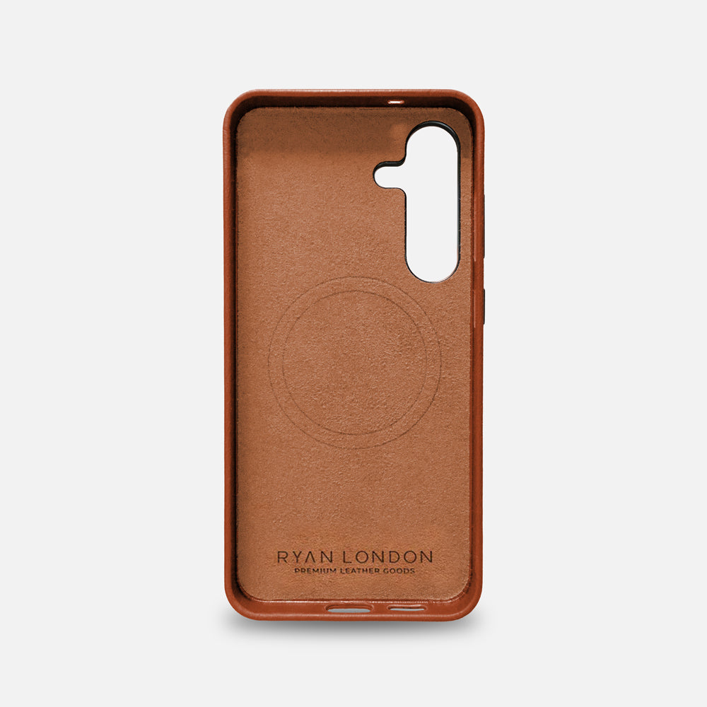 Samsung S25+ Leather Shell Case - Saddle Brown