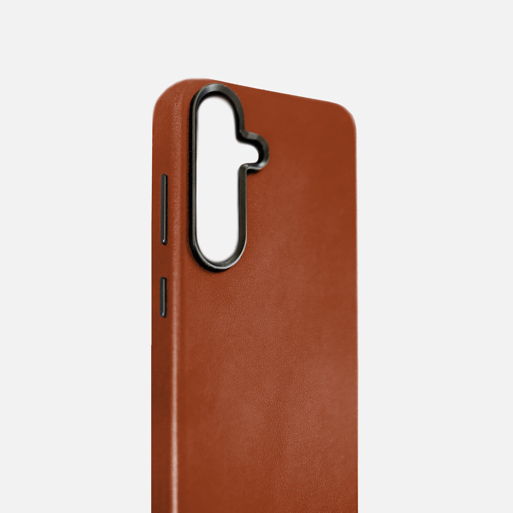 Samsung S25+ Leather Shell Case - Saddle Brown