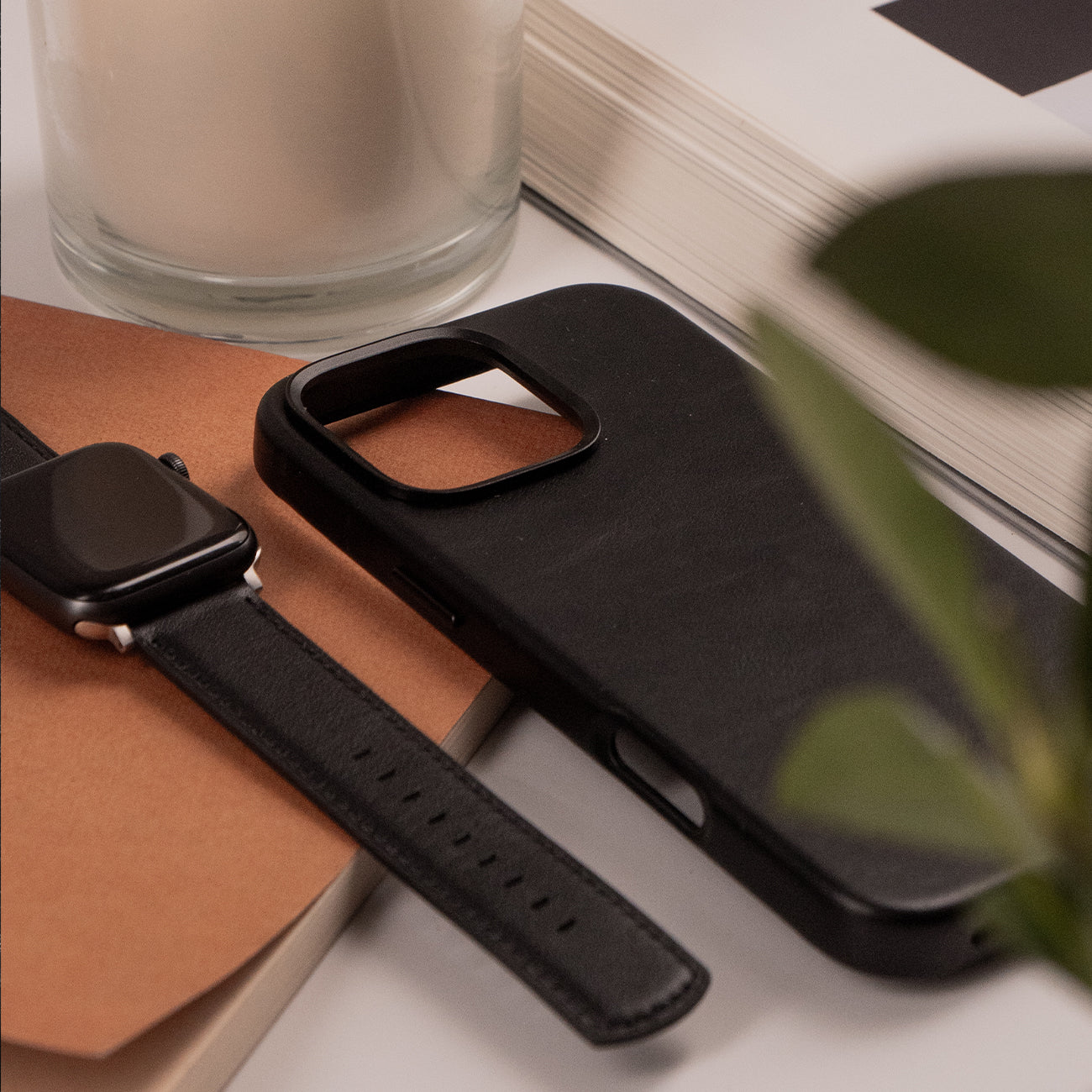 Luxury Nappa Leather Apple Watch Band Straps – Black