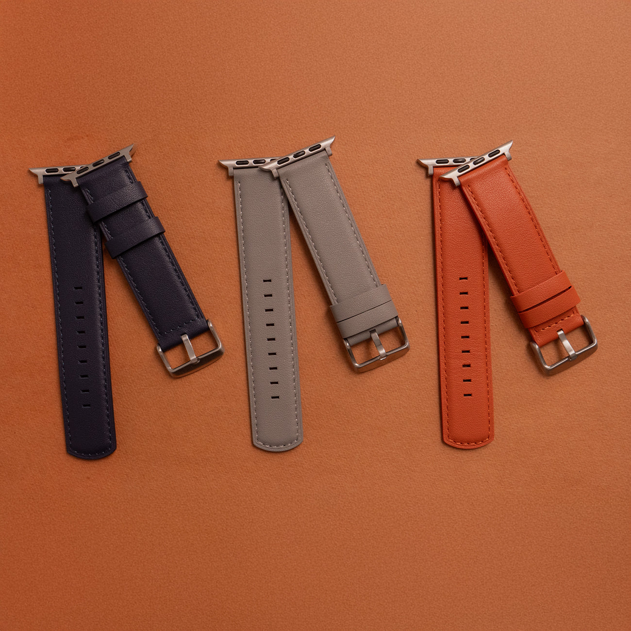 Luxury Nappa Leather Apple Watch Band Straps – Grey