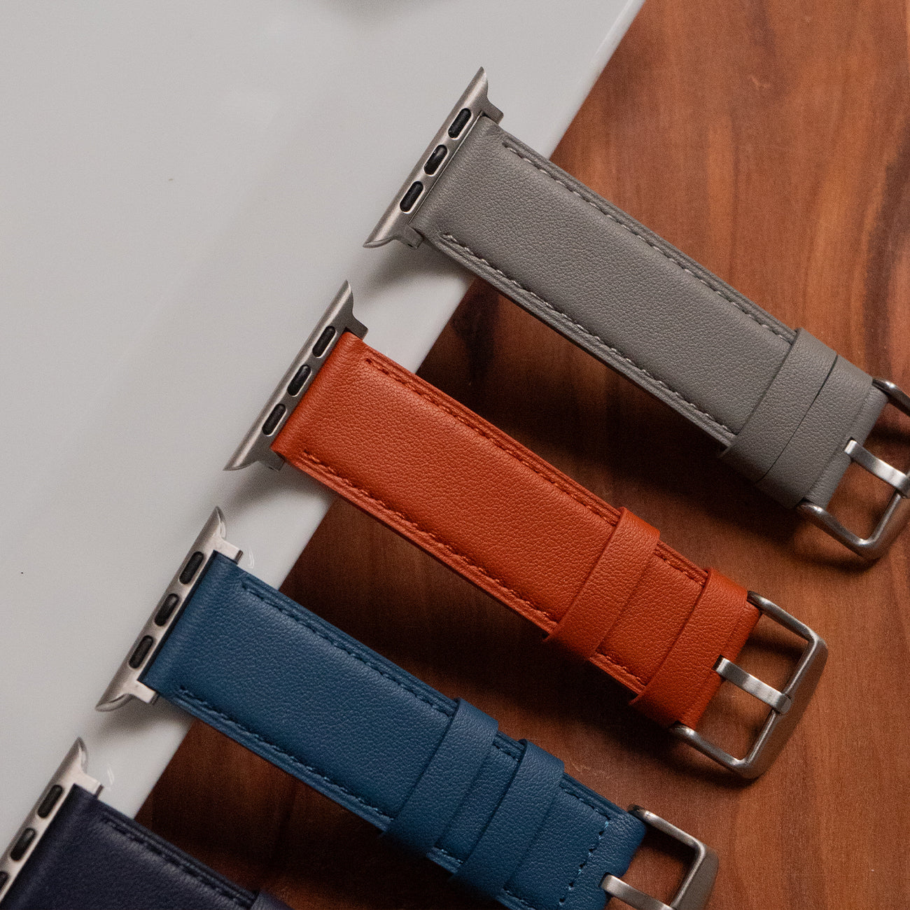 Luxury Nappa Leather Apple Watch Band Straps – Grey